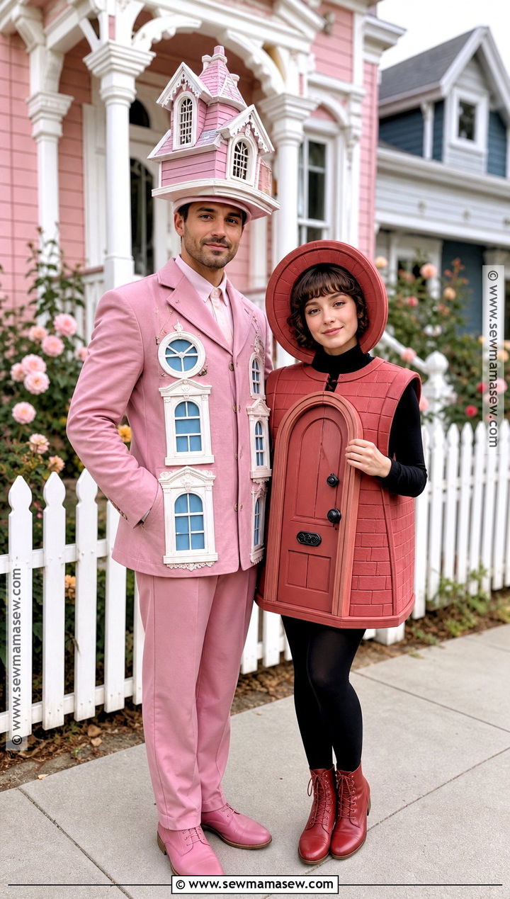 Pink Palace And Little Door Costume - 30 coraline couple costume ideas