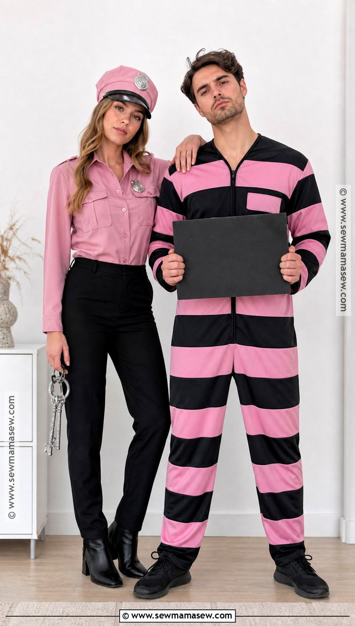 Pink Police And Black Prisoner Costume - 35 police and prisoner costume ideas