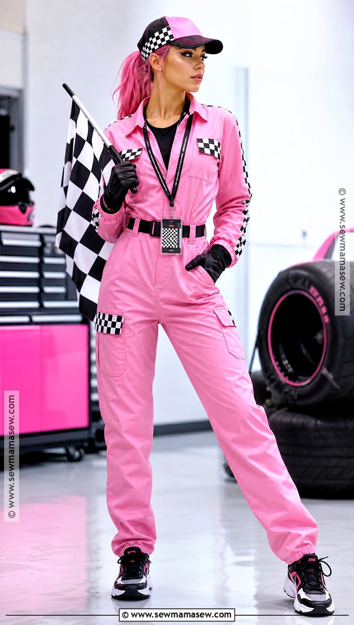 Pink Race Car Driver Costume With Pink Hair - 35 pink hair costume ideas