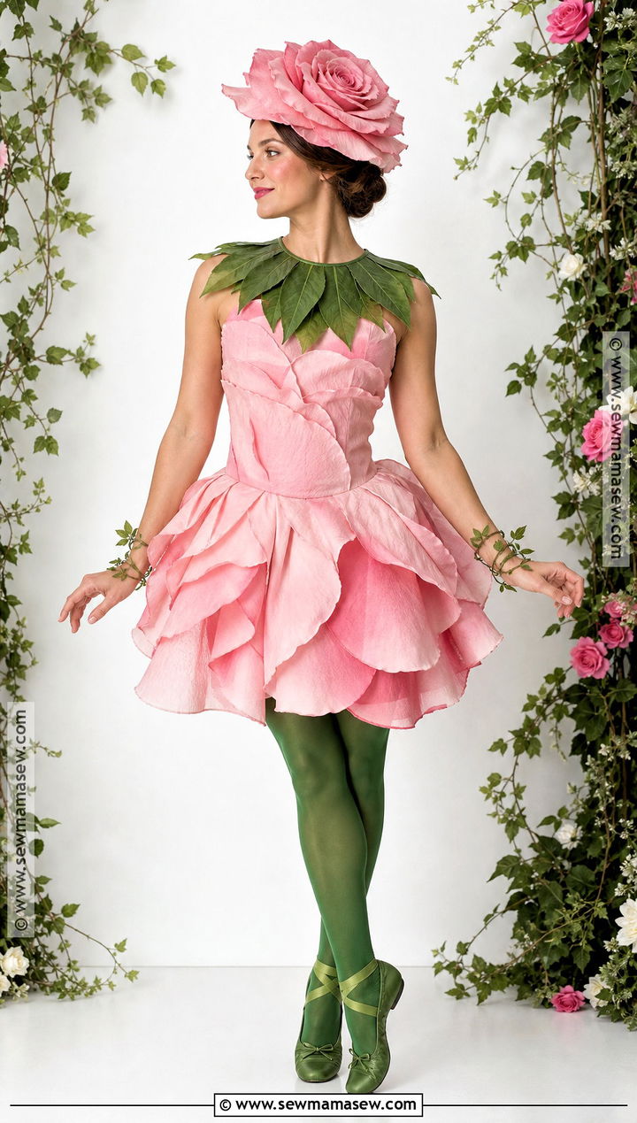 Pink Rose Flower Costume - 40 Flower Costume Ideas