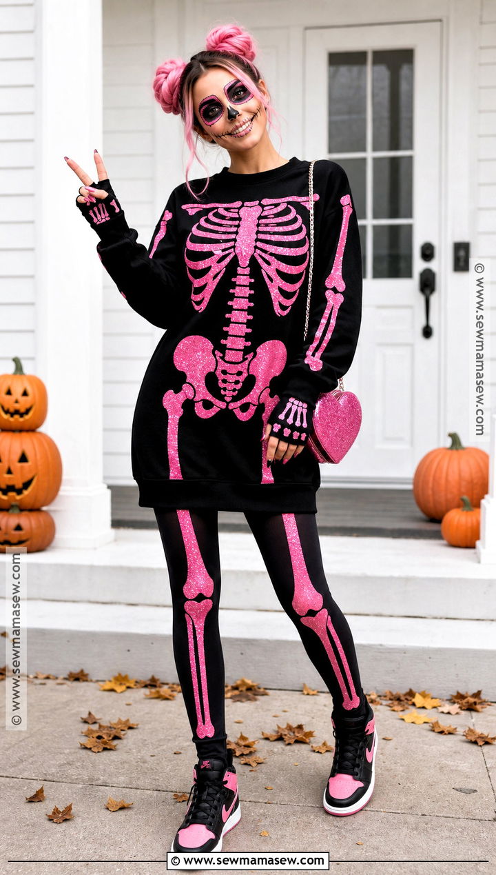 Pink Skeleton Costume - 30 Skeleton Costume Ideas