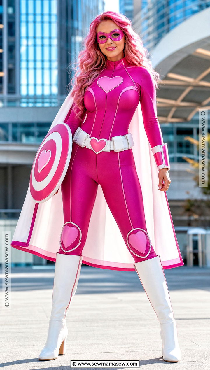 Pink Superhero Costume With White Cape - 30 pink hair costume ideas
