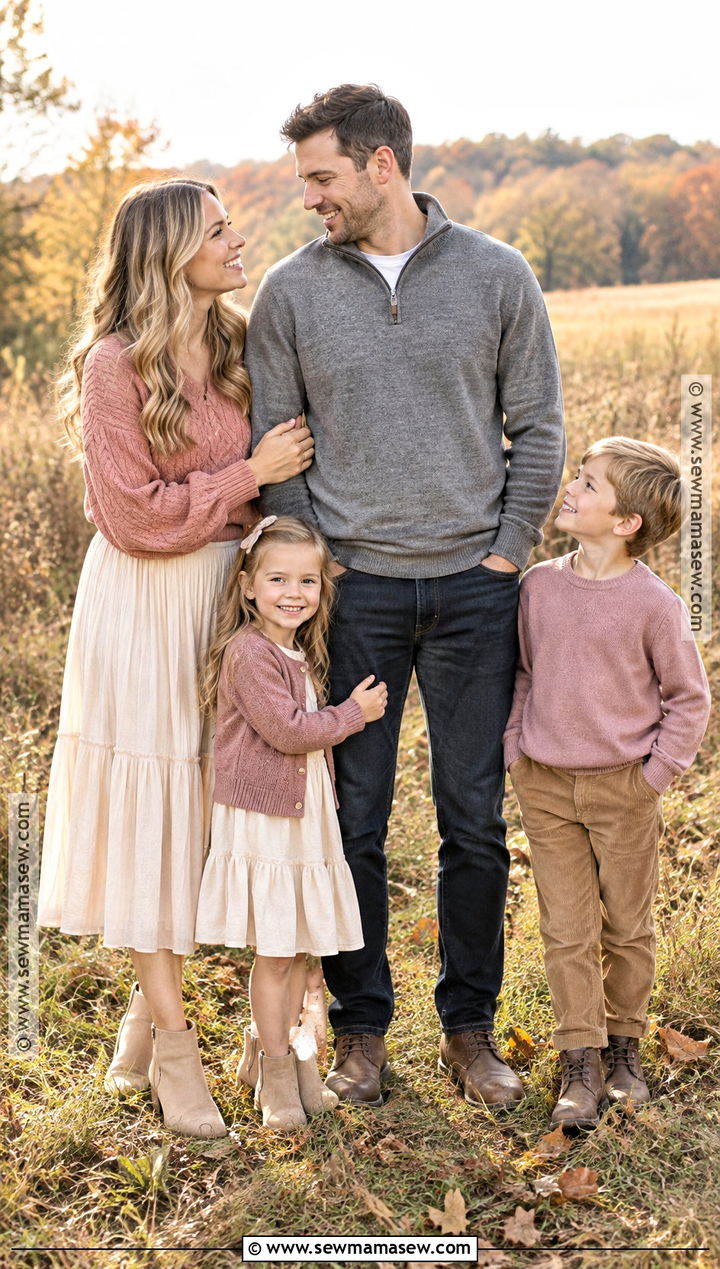 Pink Sweater Fall Family Photo Outfits - 15 pink family photo outfits fall