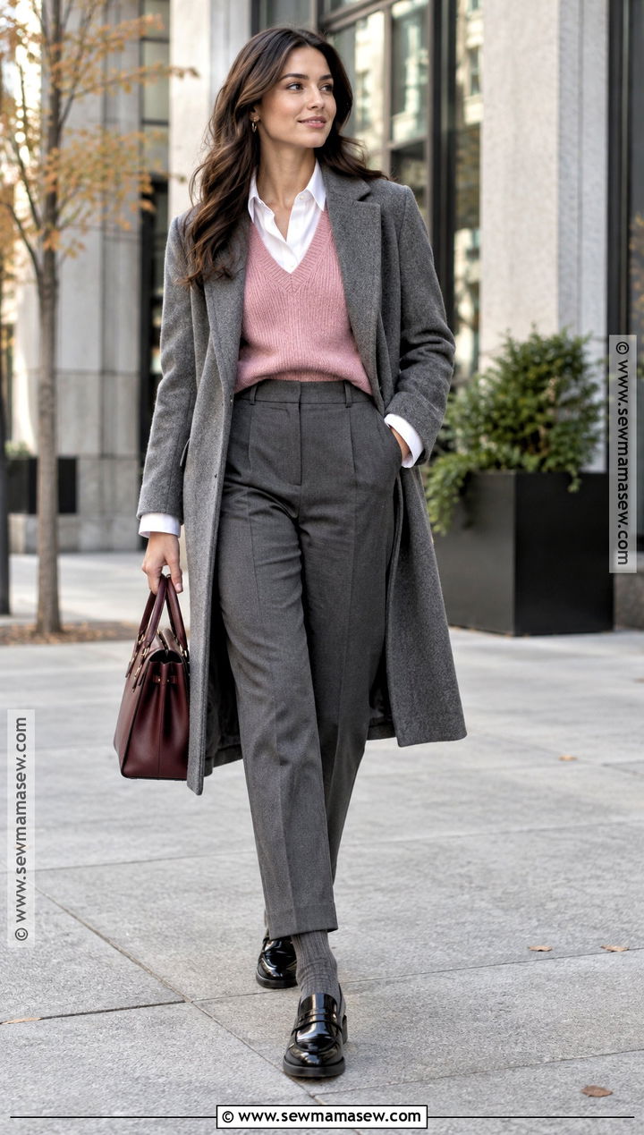 Pink Sweater Vest and White Shirt Outfit - 25 pink fall outfits