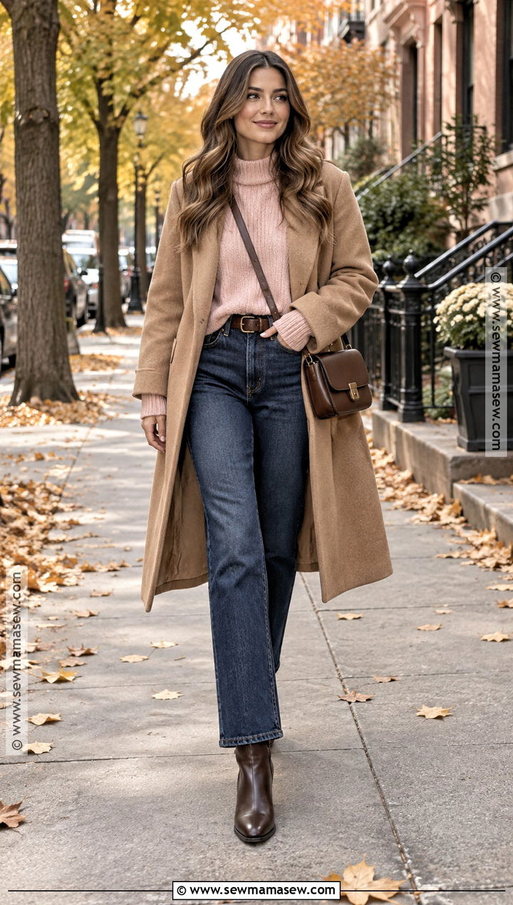 Pink Sweater With Dark Wash Jeans - 15 pink fall aesthetic outfits