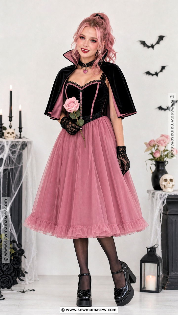 Pink Vampire Costume With Tulle Dress - 30 vampire costume inspo ideas for women