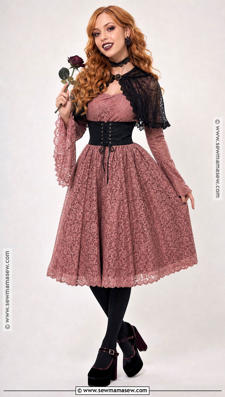 Pink Vampire Dress With Black Accessories - 30 vampire dresses