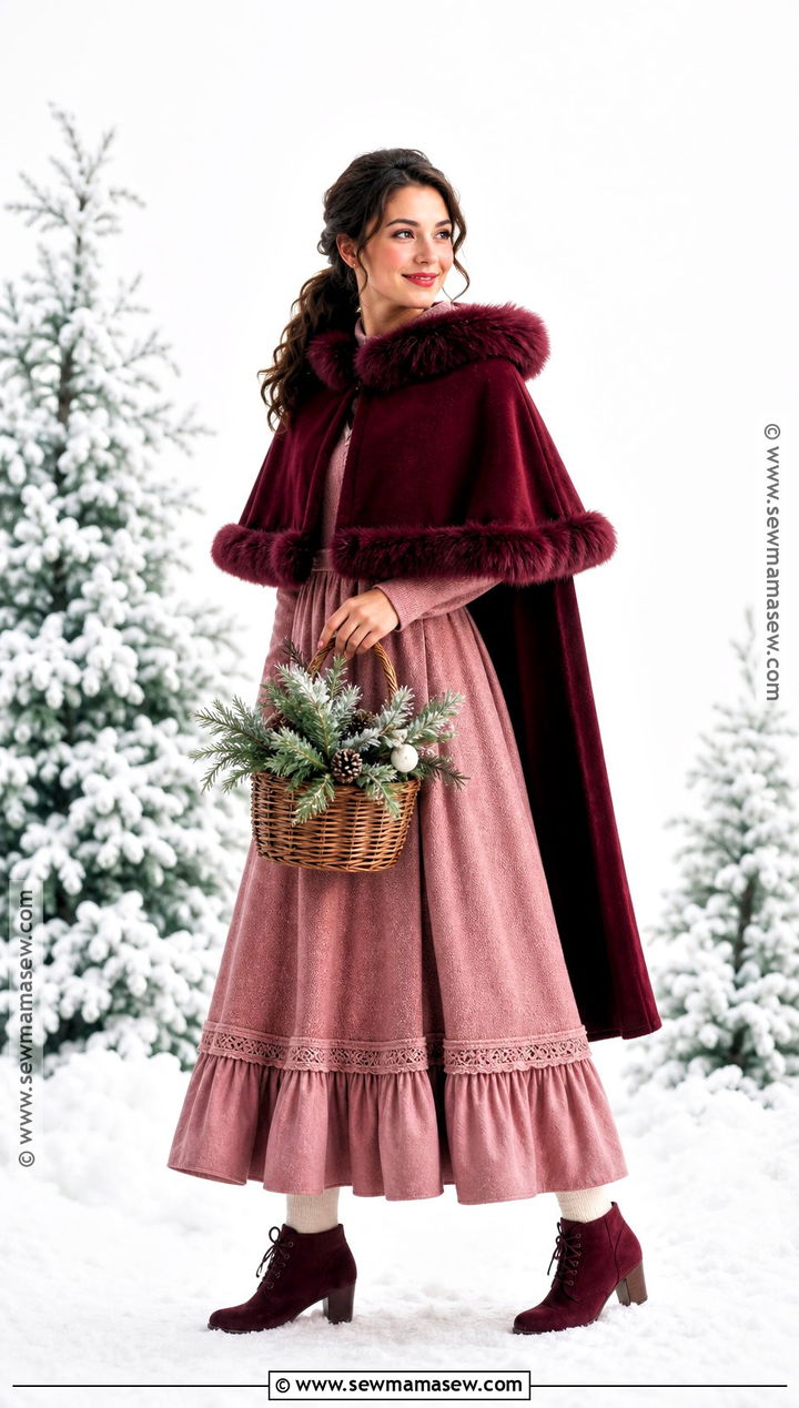 Pink Winter Cape Belle Costume - 50 belle costume ideas