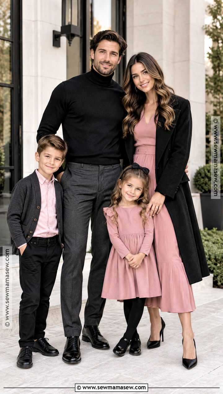 Pink and Black Fall Family Photo Outfits - 15 pink family photo outfits fall