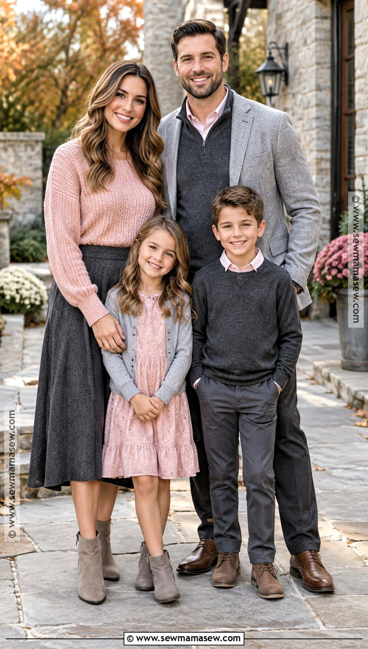 Pink and Gray Fall Family Photo Outfits - 15 pink family photo outfits fall