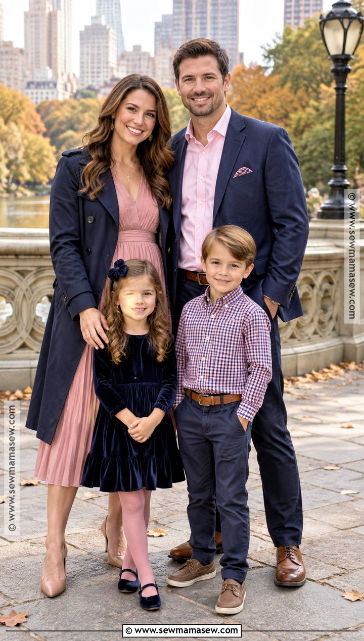Pink and Navy Fall Family Photo Outfits - 15 pink family photo outfits fall