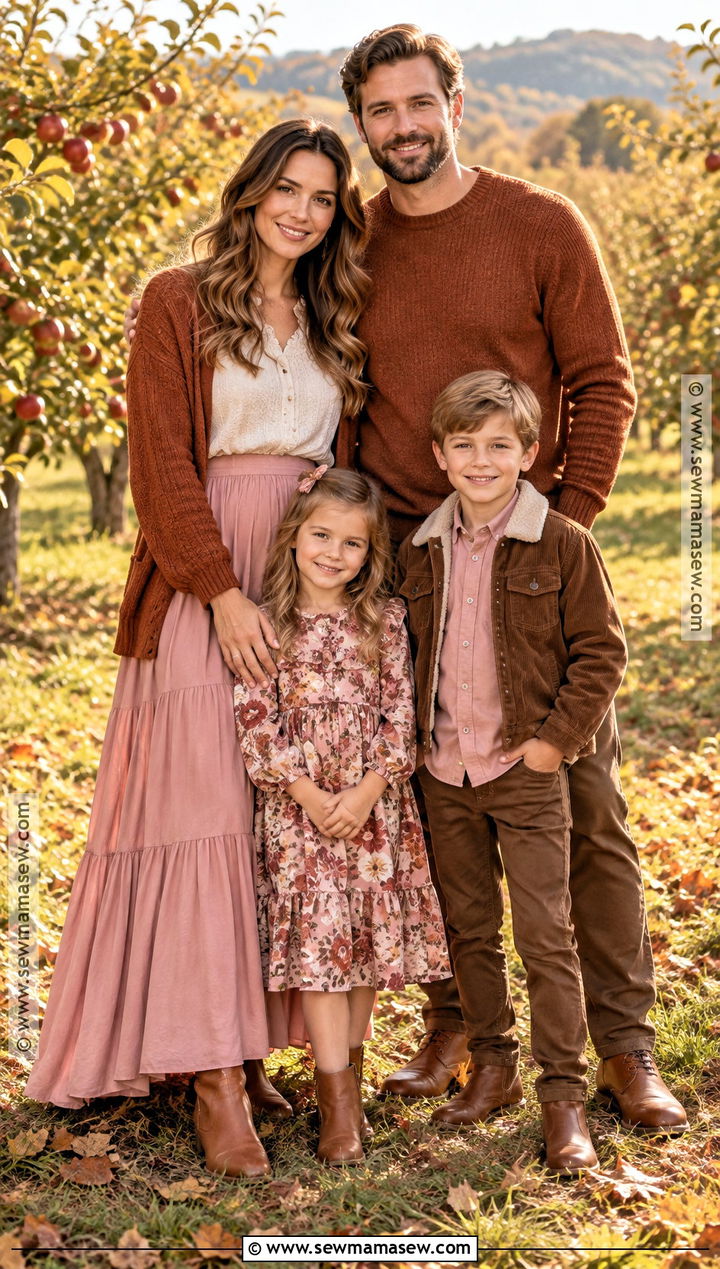 Pink and Rust Fall Family Photo Outfits - 15 pink family photo outfits fall