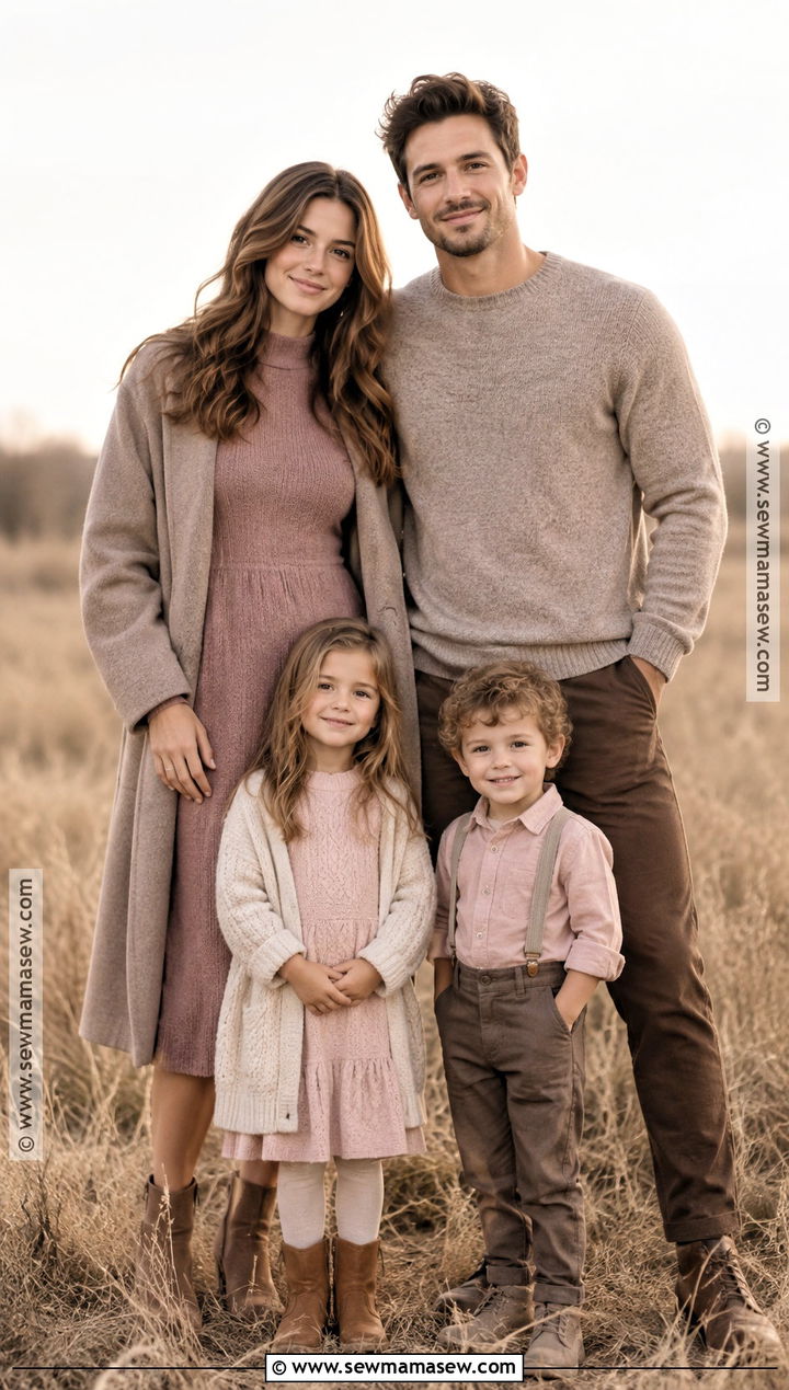 Pink and Taupe Fall Family Photo Outfits - 15 pink family photo outfits fall