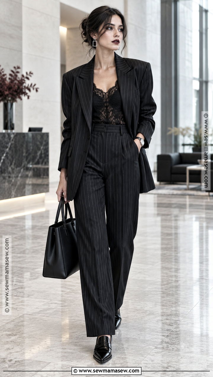 Pinstripe Suit Autumn Goth Outfit - 20 autumn goth outfits