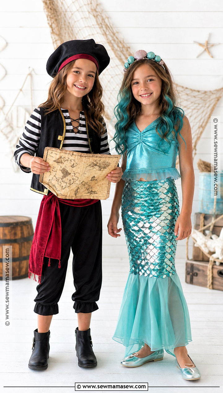 Pirate And Mermaid Twin Costume - 30 twin dress up ideas