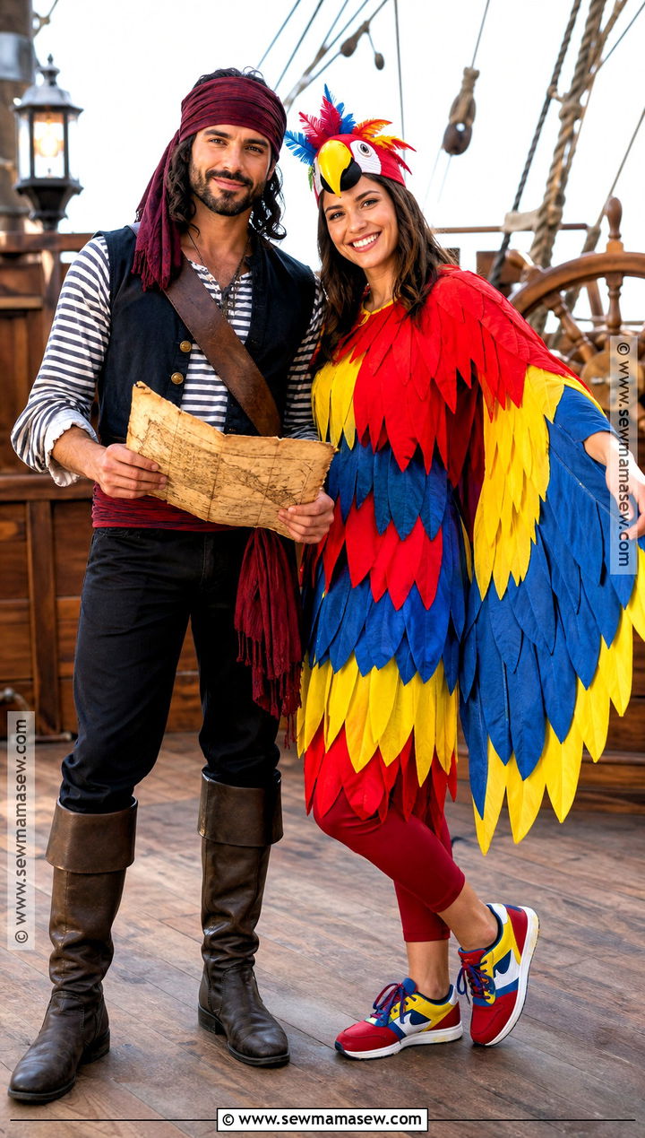 Pirate And Parrot Costume - 35 clever couples halloween costumes
