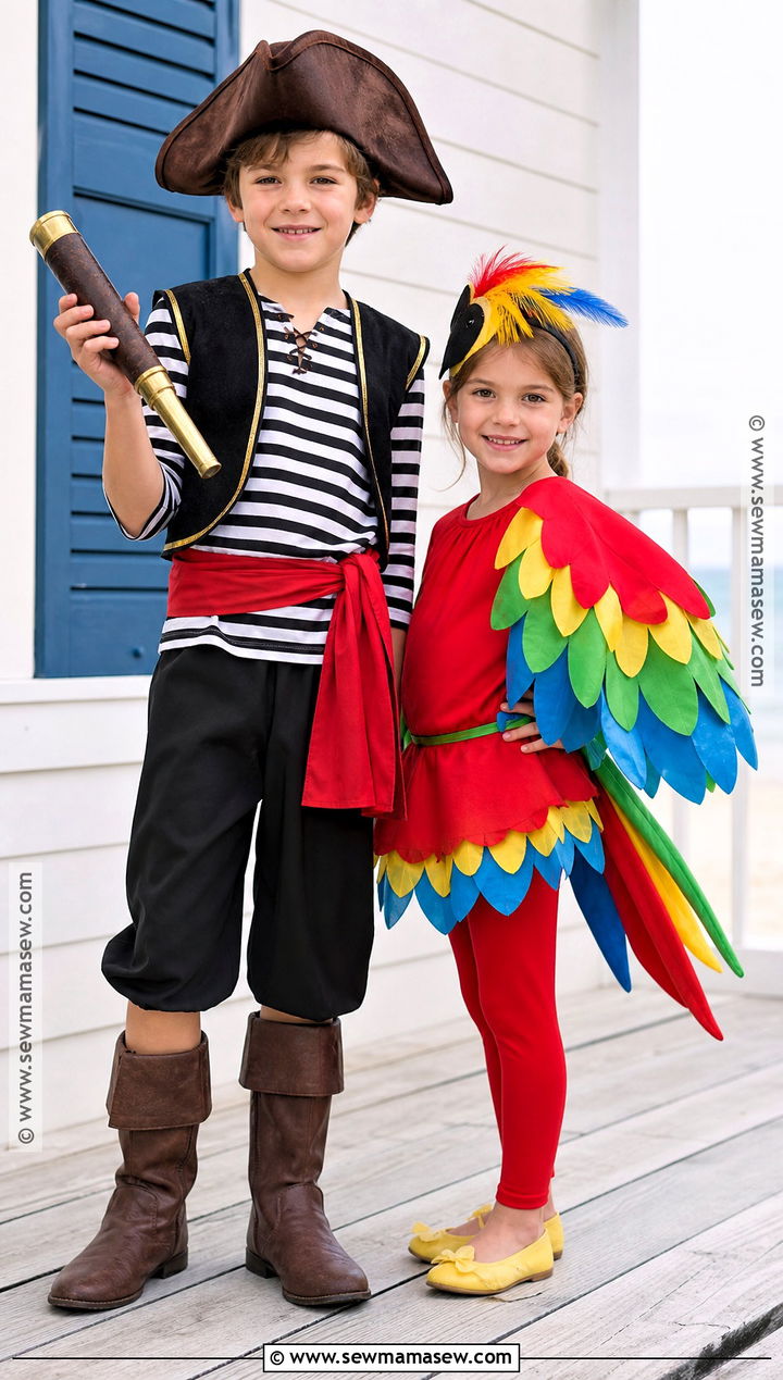 Pirate And Parrot Sibling Costume - 35 brother and sister halloween costumes