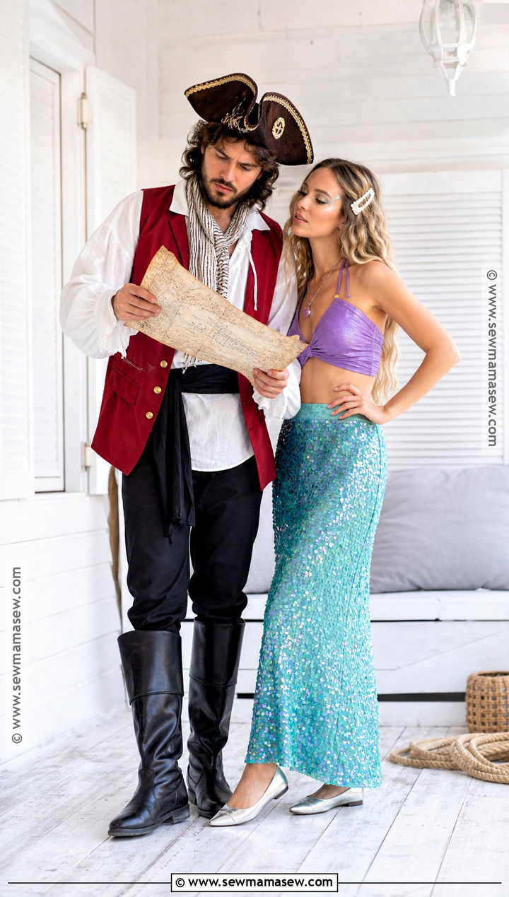 Pirate Captain And Mermaid Couple Costume - 30 Matching Couple Outfits Halloween