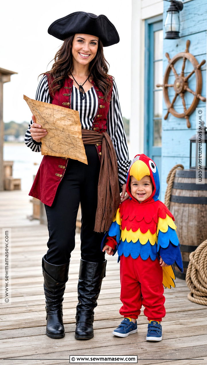Pirate Captain And Parrot Costume - 30 Mom And Toddler Halloween Costumes