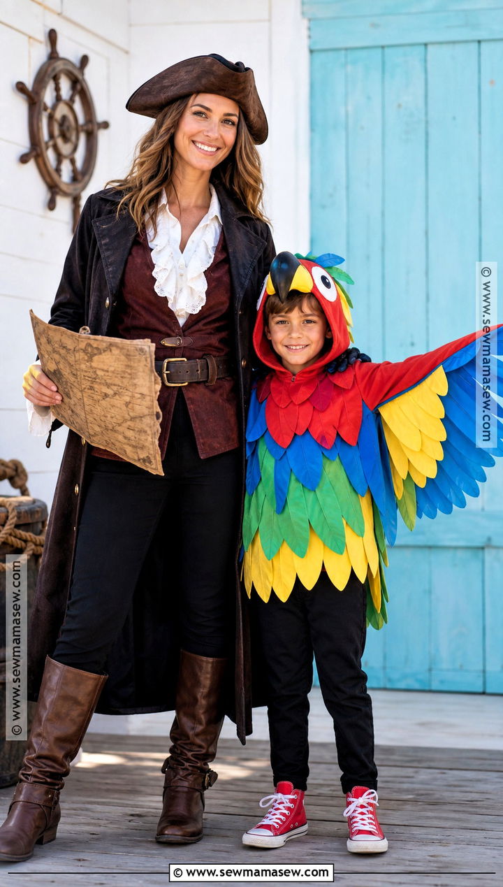 Pirate Captain And Parrot Costume - 30 mom and son costume ideas