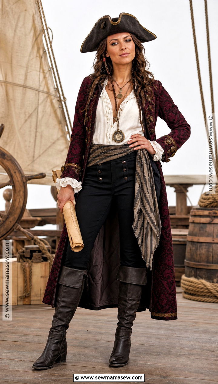 Pirate Captain Costume With Brocade Coat - 30 costume party aesthetic ideas