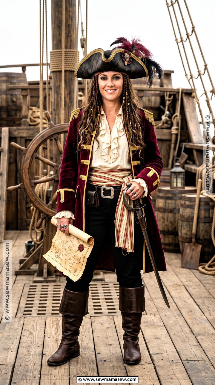 Pirate Captain Costume With Burgundy Coat - 35 killer costume ideas