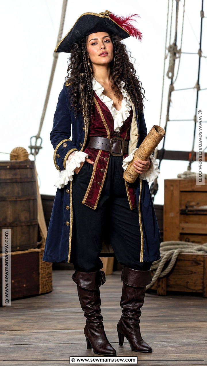 Pirate Captain Costume With Curly Black Hair - 45 black hair halloween costumes