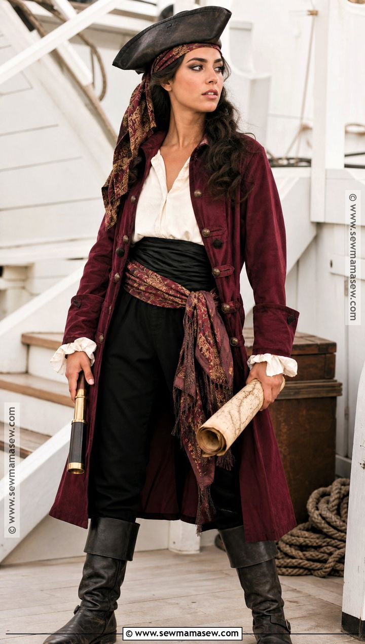 Pirate Captain Costume With Long Coat - 30 Masc Halloween Costumes for Women