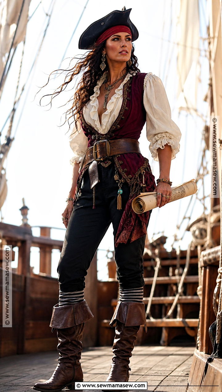 Pirate Captain Costume With Long Curls - 40 curly hair halloween costume ideas