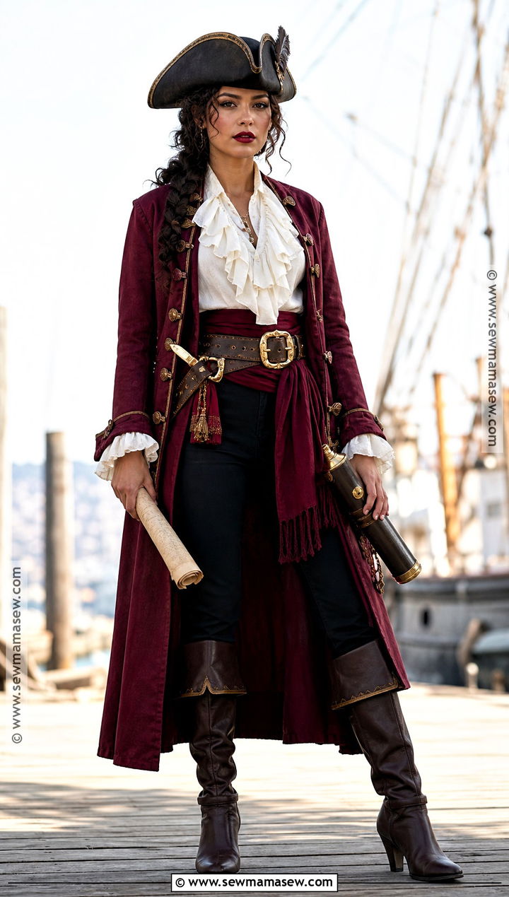 Pirate Captain Costume With Red Coat - 40 halloween costumes for women