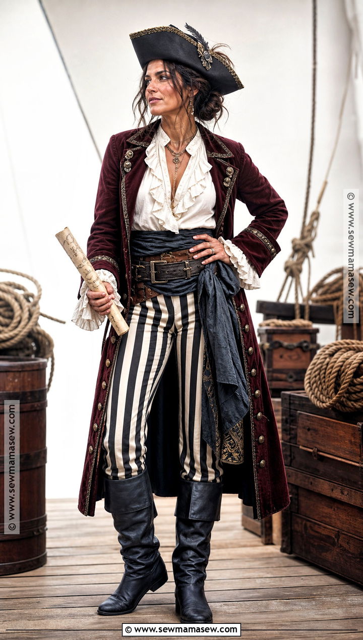 Pirate Captain Costume With Striped Pants - 50 costume ideas