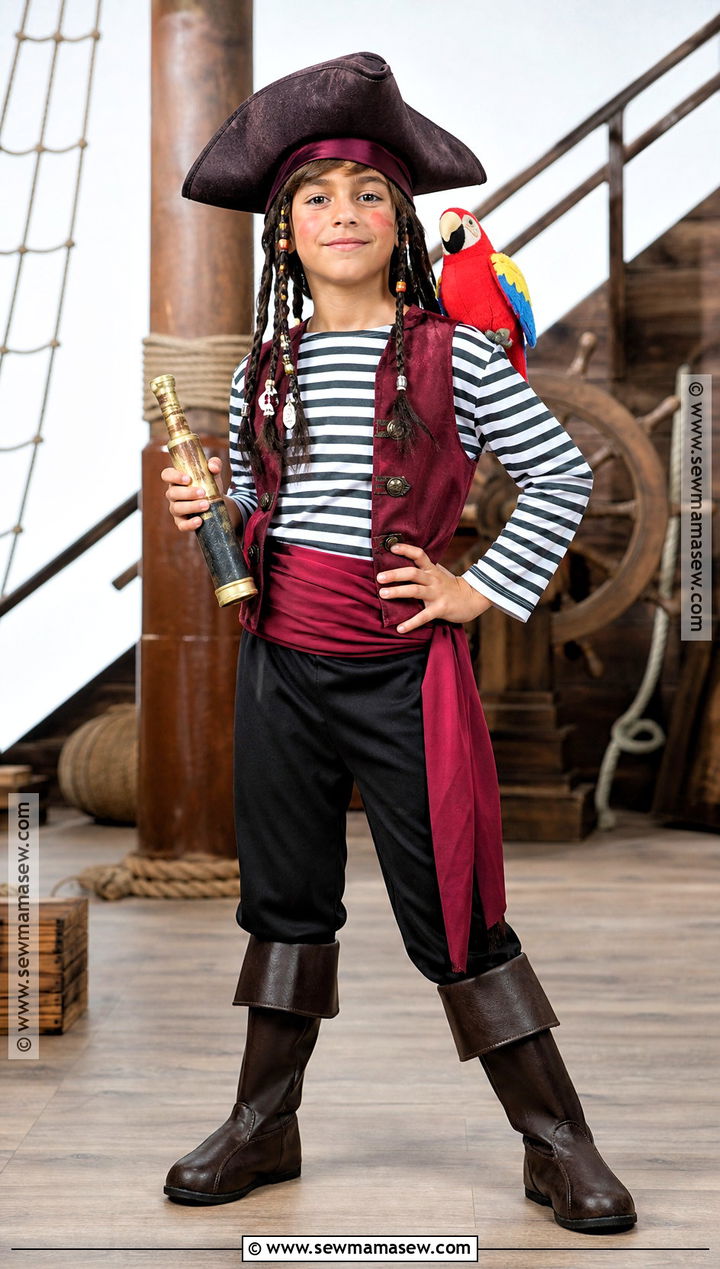 Pirate Captain Costume With Striped Shirt - 30 costumes for kids