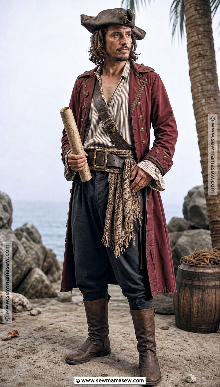 Pirate Captain Costume With Striped Shirt - 30 men's halloween costumes