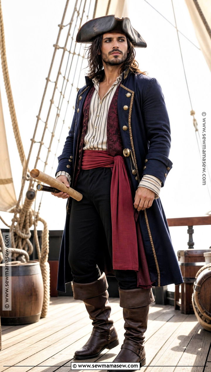 Pirate Captain Costume With Striped Shirt - 35 halloween costumes male
