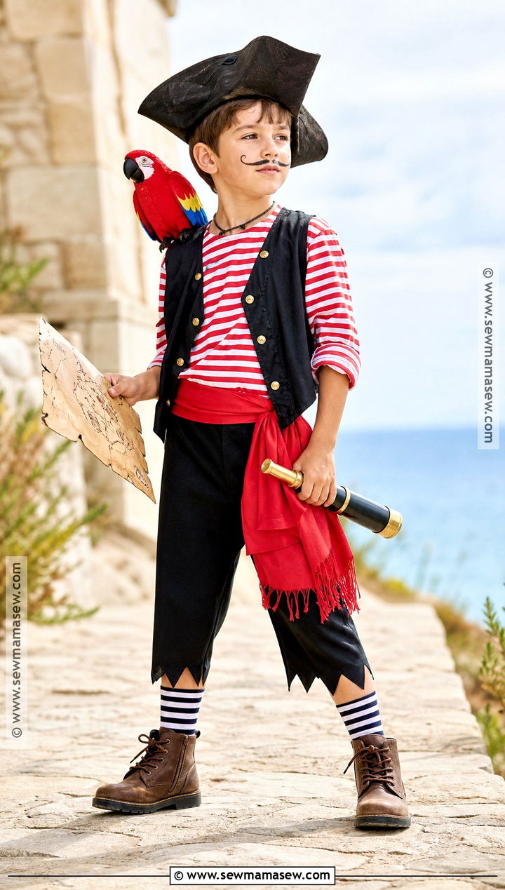 Pirate Captain Costume With Striped Shirt - 30 boys costume ideas