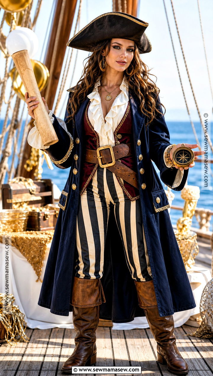 Pirate Captain Costume With Striped Trousers - 40 costume party ideas