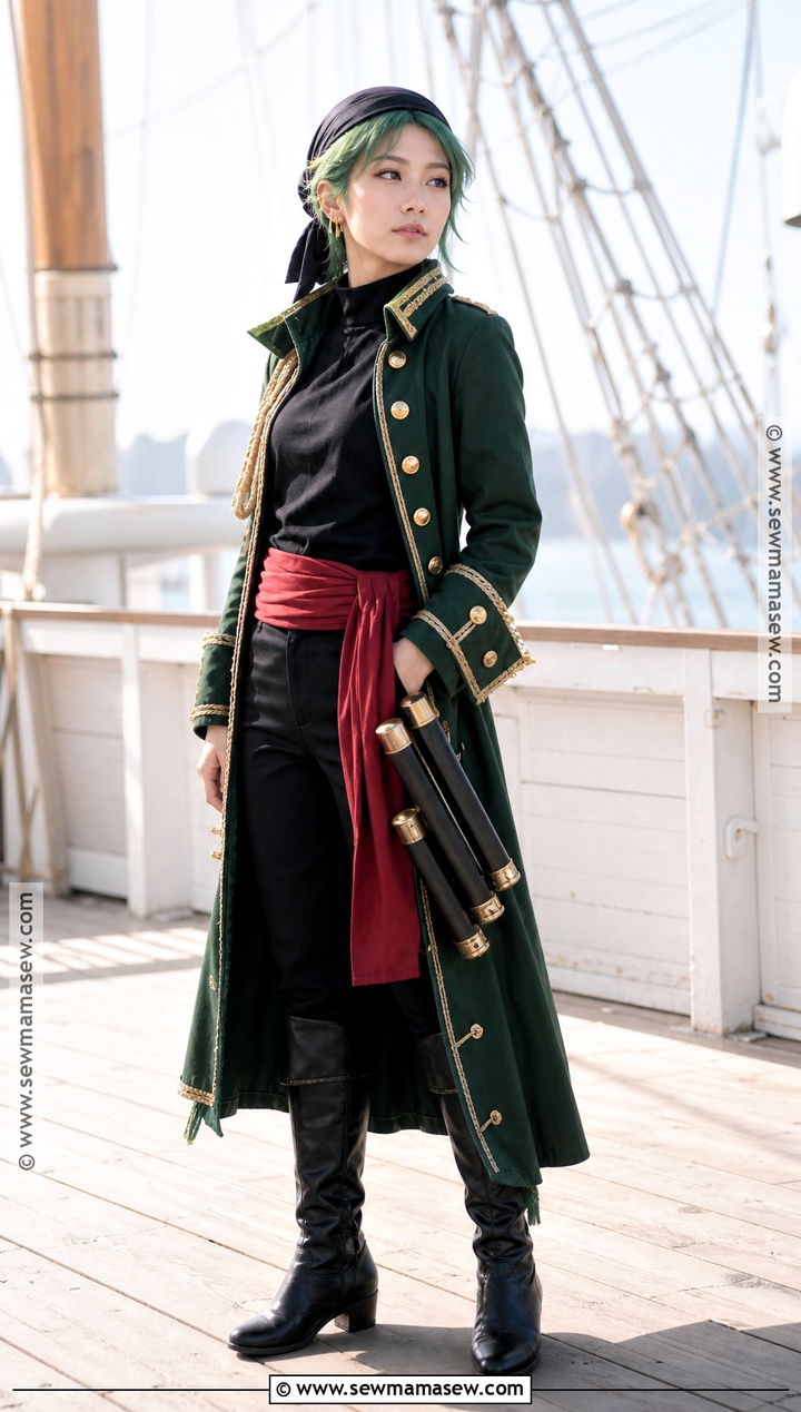 Pirate Captain Zoro Cosplay With Long Green Coat - 30 zoro cosplay ideas for girls