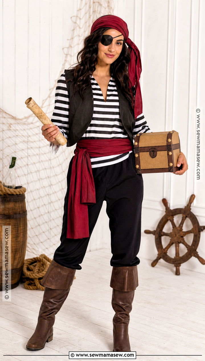 Pirate Costume With A Striped Top - 35 Easy At Home Halloween Costumes