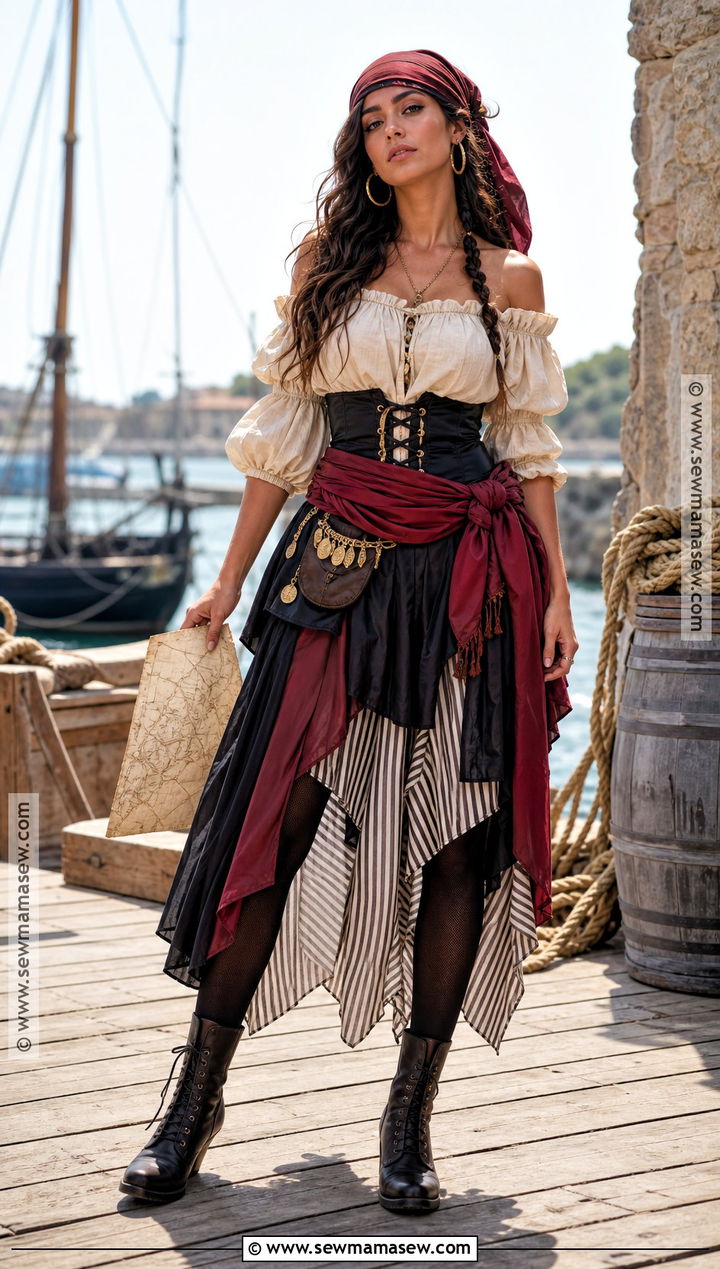 Pirate Costume With Layered Skirt - 30 cute pirate costume ideas for women