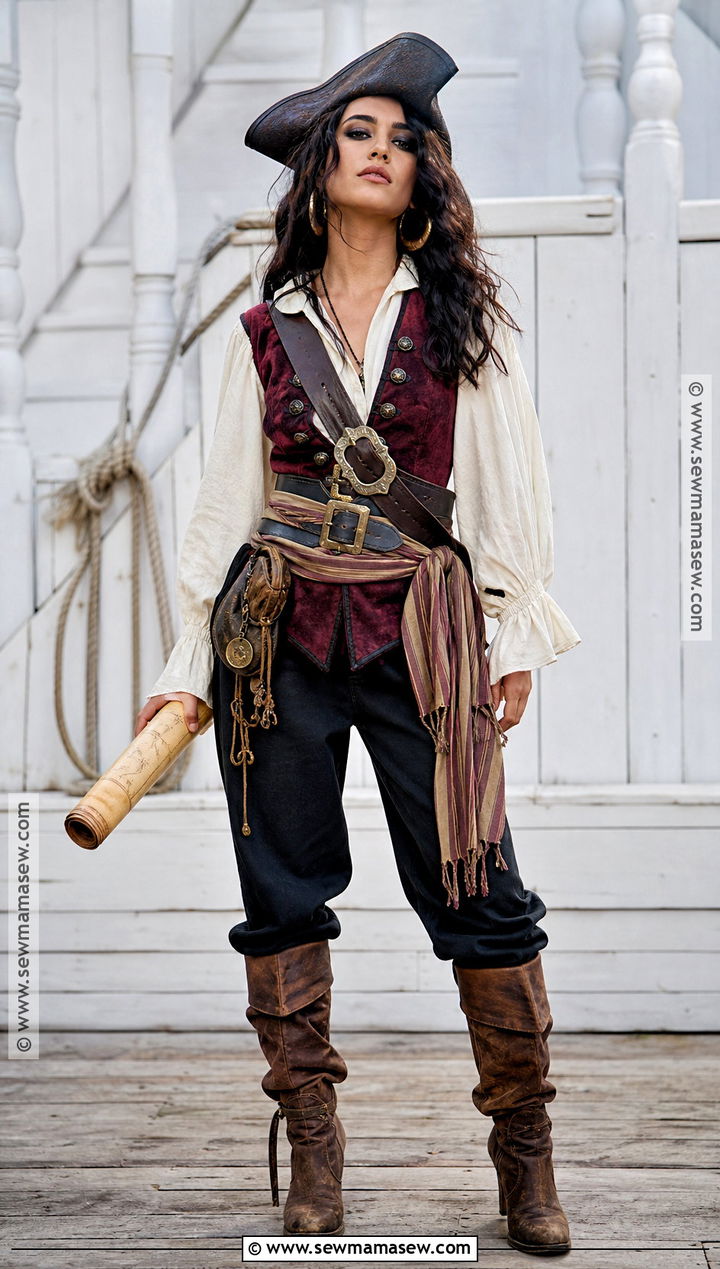Pirate Costume With Striped Blouse - 50 costume ideas for women