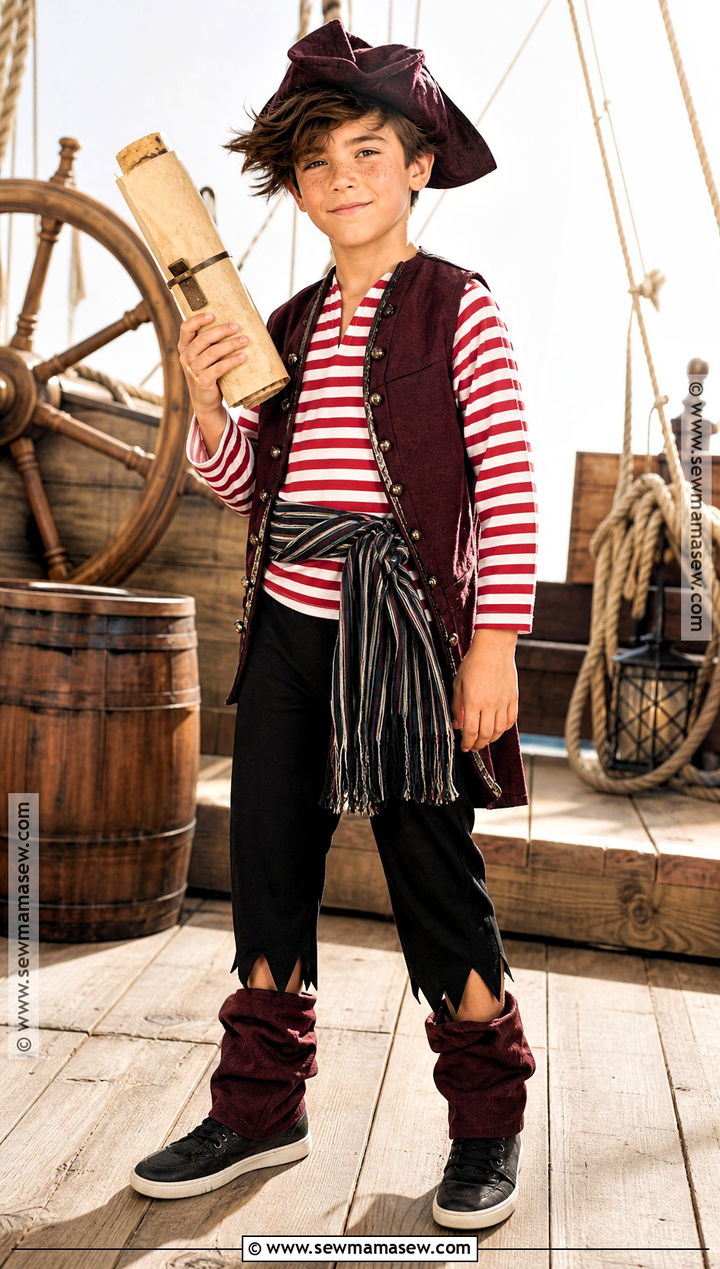 Pirate Costume With Striped Shirt - 40 boys halloween costumes