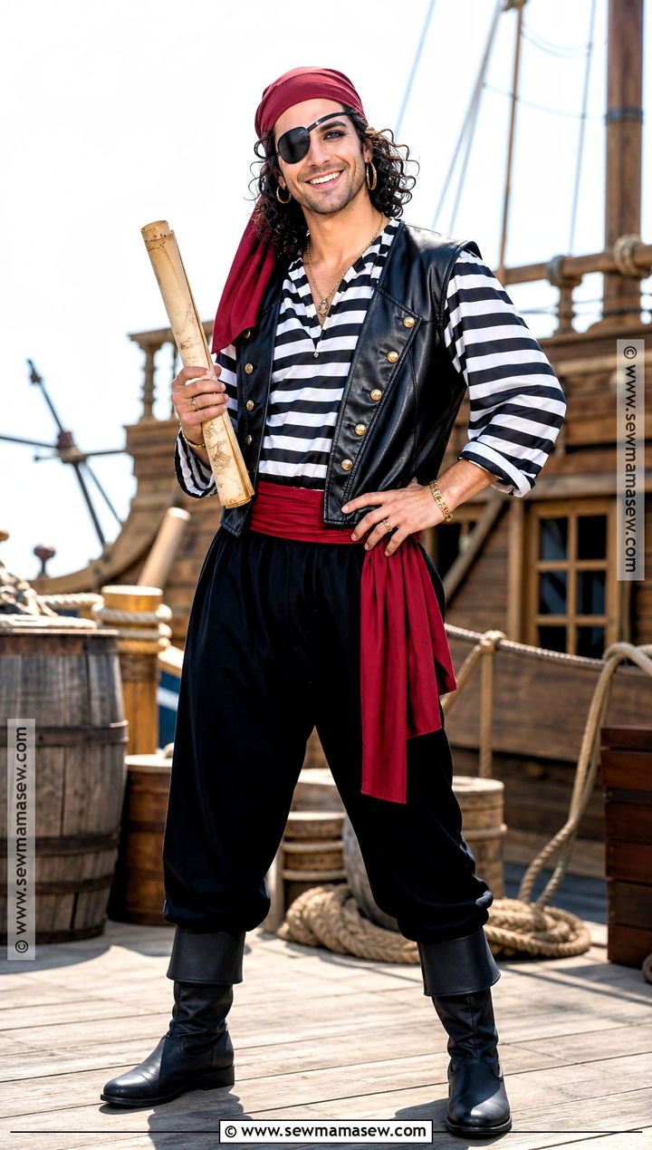 Pirate Costume With Striped Shirt - 40 good halloween costumes