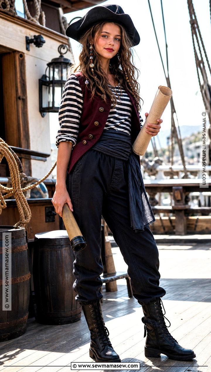 Pirate Costume With Striped Shirt - 30 halloween costume ideas for teenage for girls