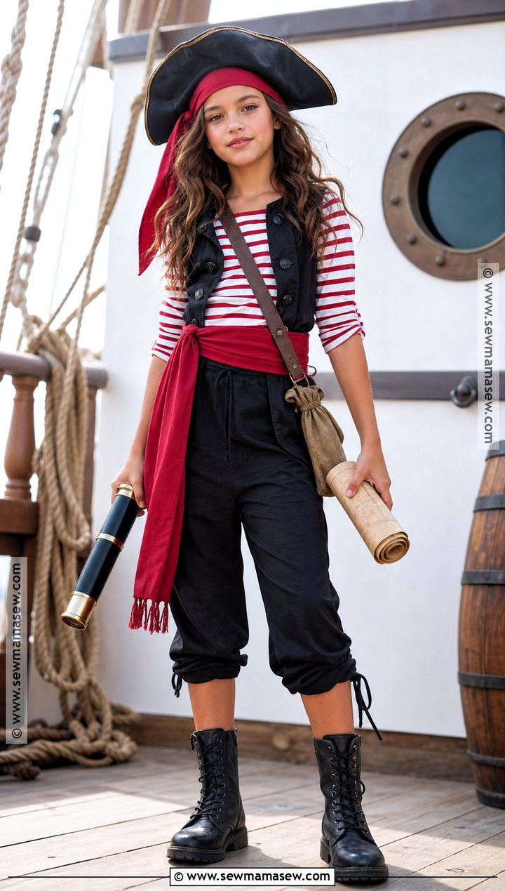 Pirate Costume With Striped Shirt - 30 halloween costumes for girls 10 12