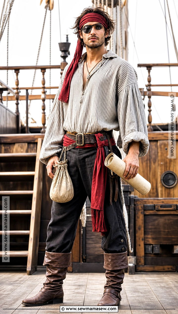 Pirate Costume With Striped Shirt - 35 simple halloween costumes for men