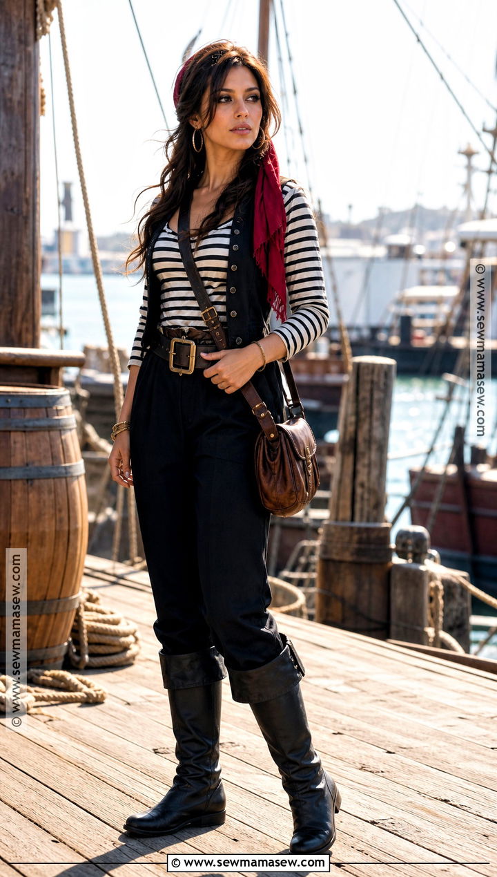 Pirate Inspired Halloween Outfit With Striped Shirt - 30 Simple Halloween Outfits