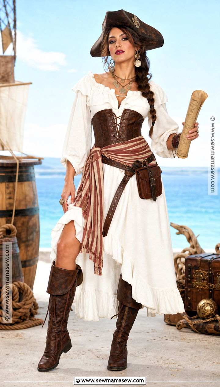 Pirate Queen Costume With White Dress - 35 white dress halloween costume ideas