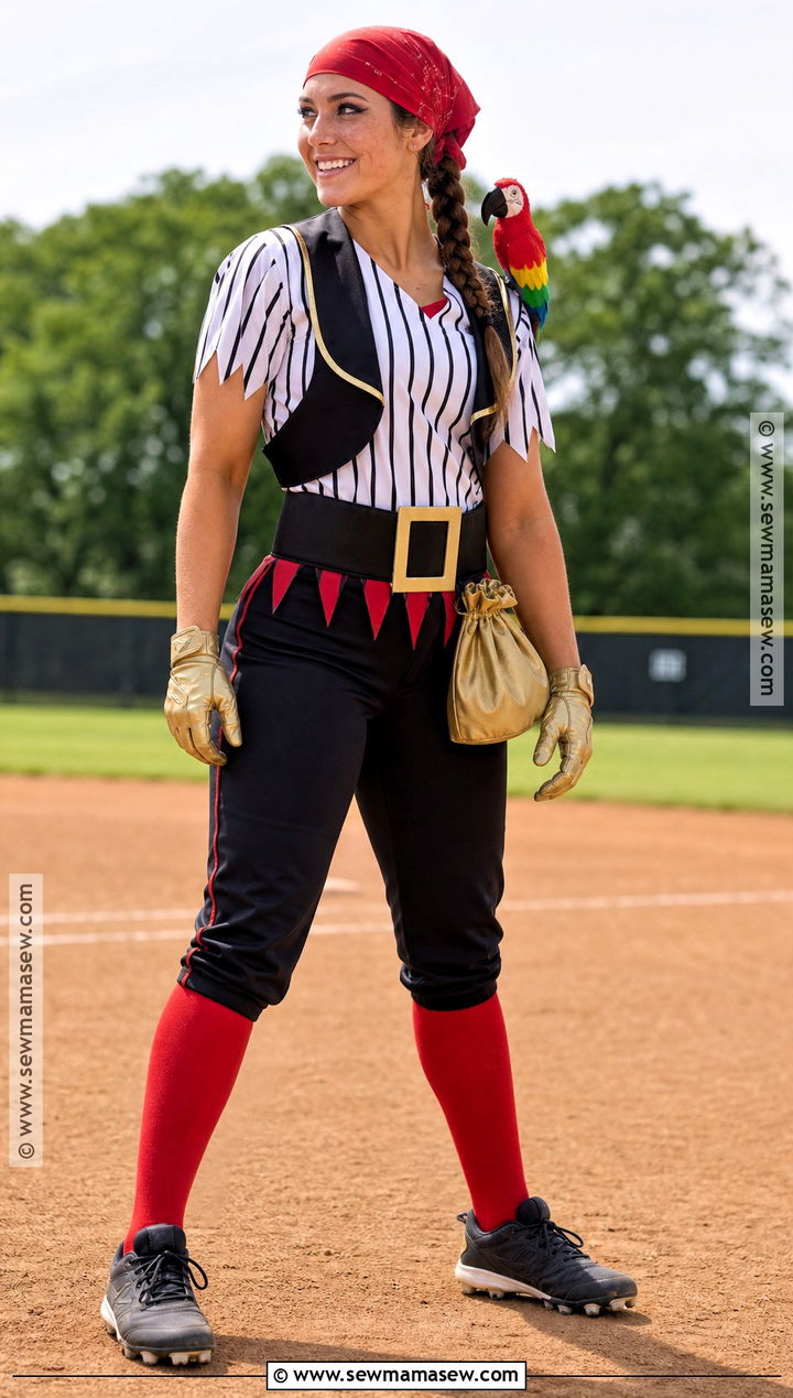 Pirate Softball Costume With Striped Jersey - 30 softball halloween costumes