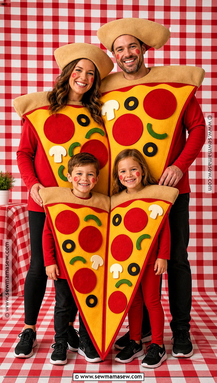 Pizza Family Costume - 40 family halloween costumes for 4