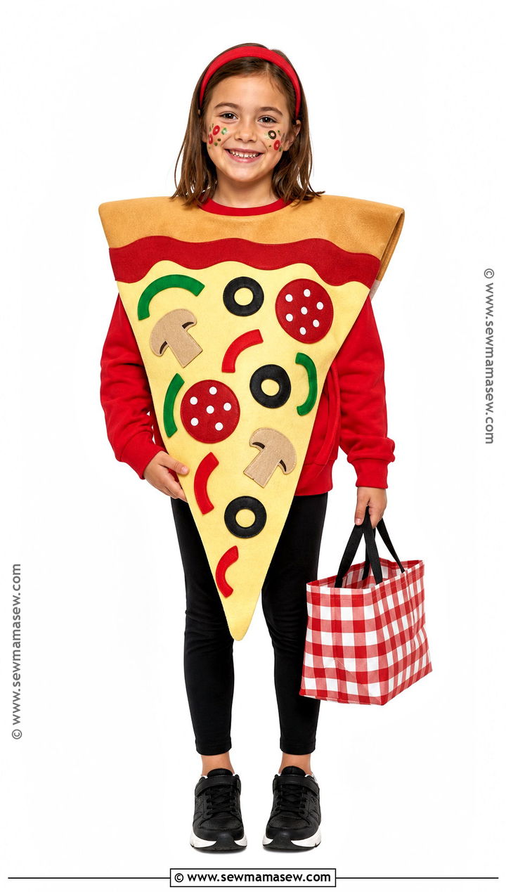 Pizza Slice Costume With Felt Toppings - 30 kid costume ideas